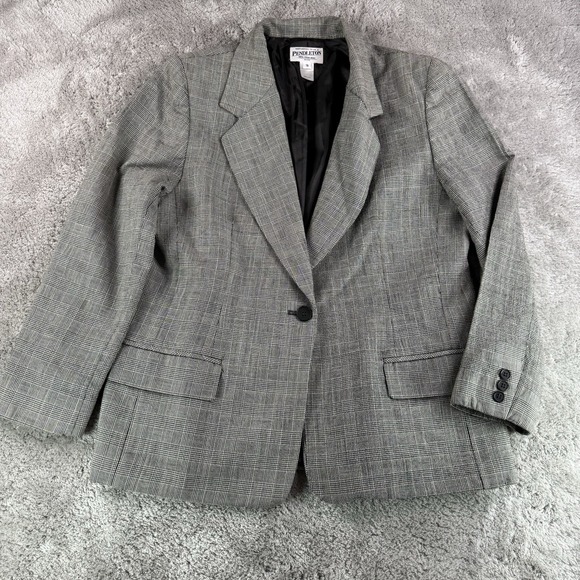 Pendleton Jackets & Blazers - Pendleton Blazer Womens 16P Black Gray Plaid Virgin Wool Heritage USA Classic